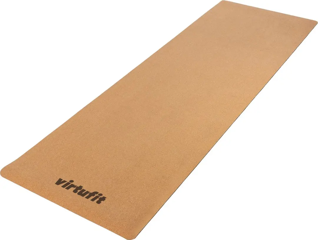 VirtuFit Premium Kurk Yogamat - 183x61cm - Anti-slip - Bruin/Zwart