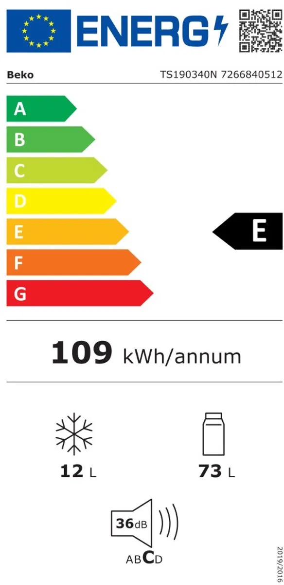 Beko TS190340N Koelkast 85L - Wit
