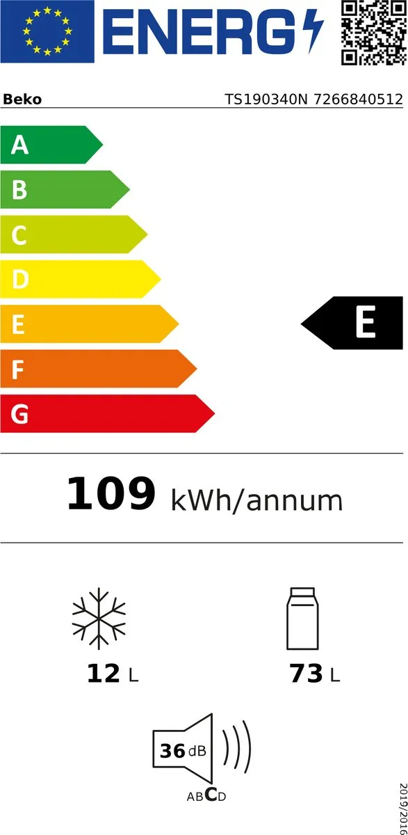 Beko TS190340N Koelkast 85L - Wit