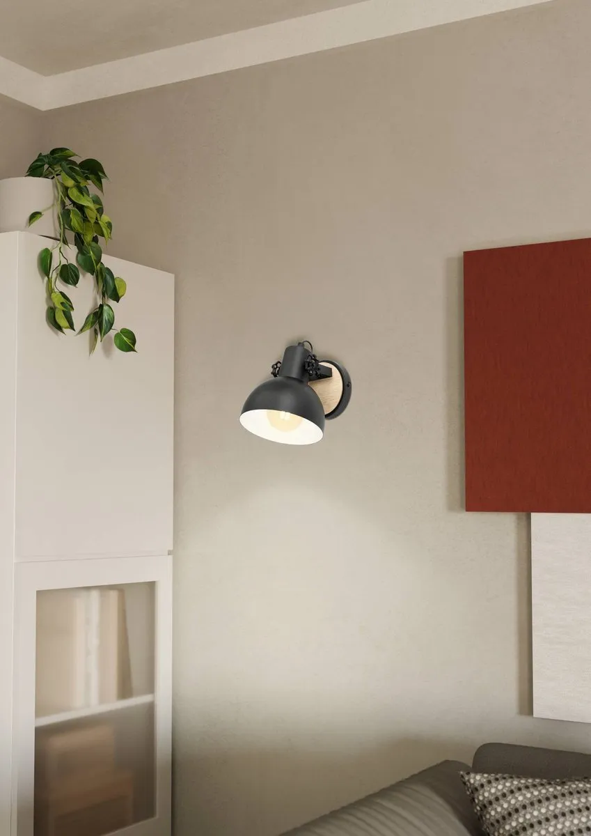 Eglo Lubenham Wandlamp E27 - Zwart/Bruin - afbeelding 6 van 6