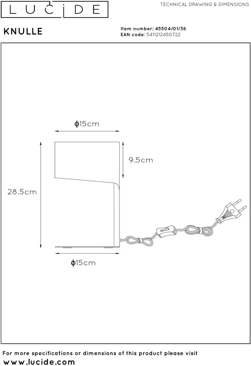 Lucide KNULLE Tafellamp Ø15cm - Grijs