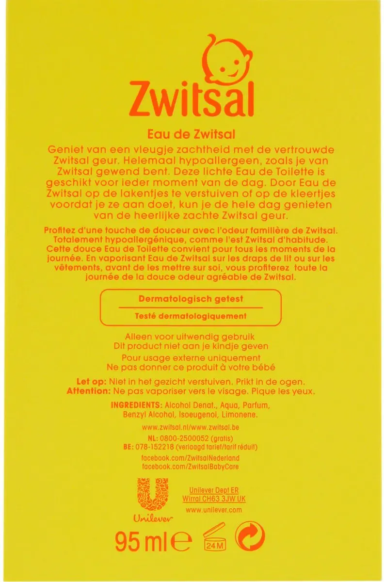 Zwitsal Eau de Zwitsal 95ml - 12 Stuks