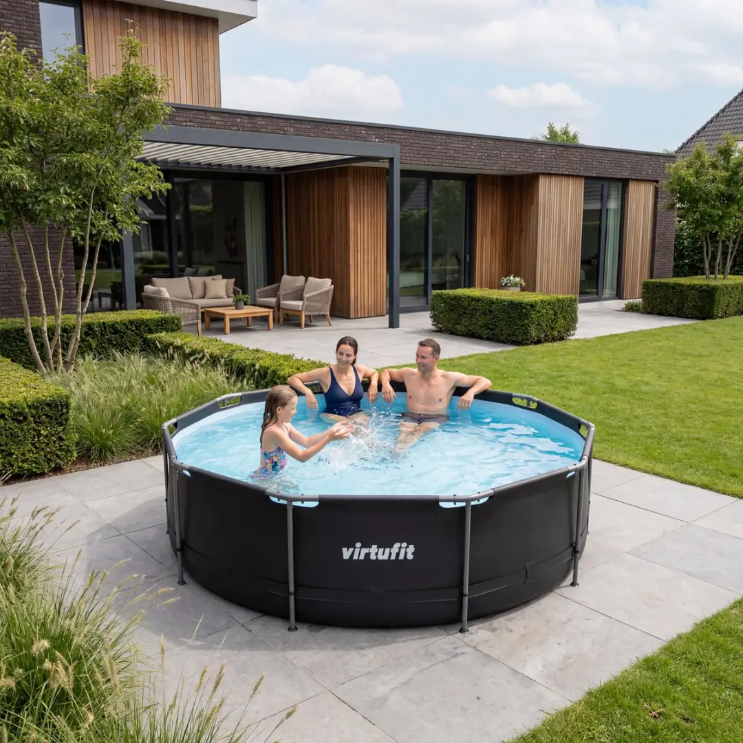 VirtuFit Rond Zwembad VF13100-SET - Ø366cm x 100cm - 9470L - Antraciet