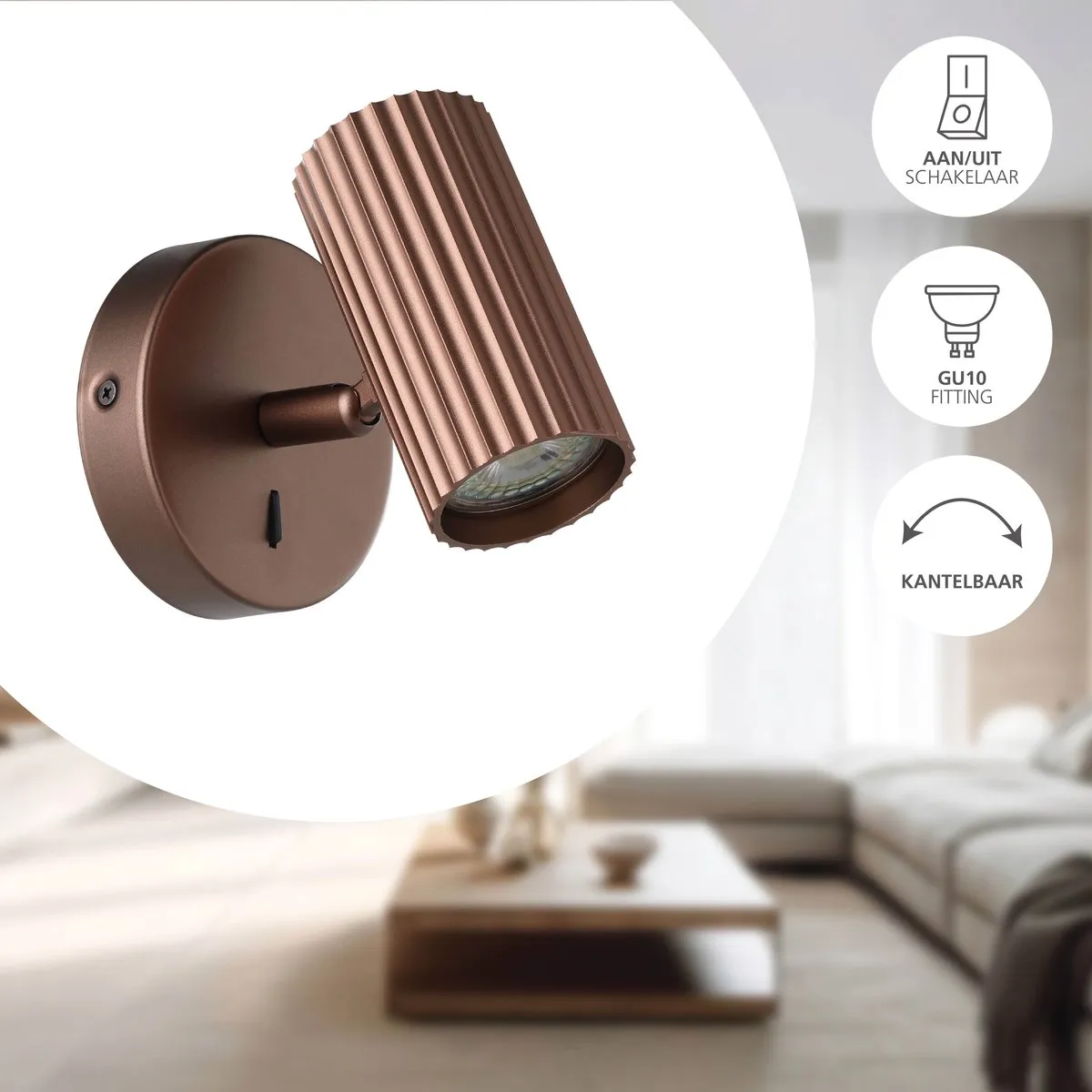 Eglo Portillo Wandlamp GU10 - 5W - Brons