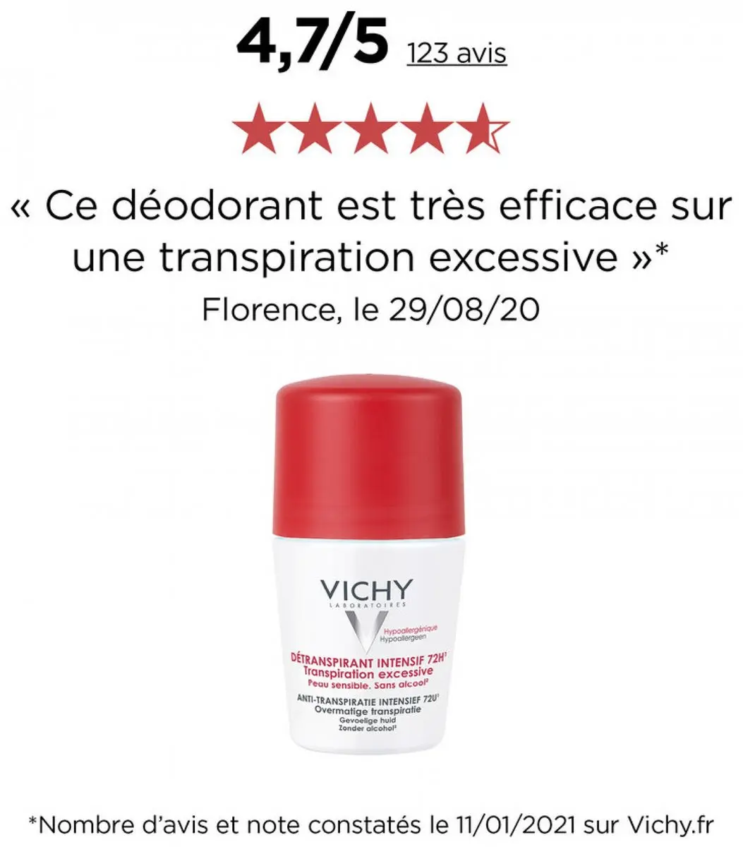 Vichy 72hrs Excessive Transpiration Roll-On 100ml - 2 Stuks