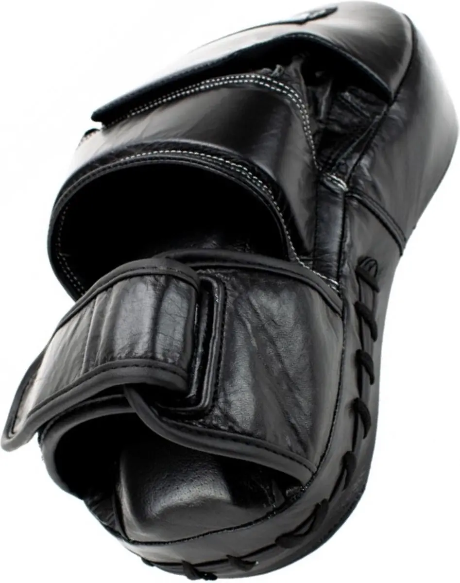 Super Pro Combat Gear Handmitts Long Curved Leder - One Size - Zwart/Wit