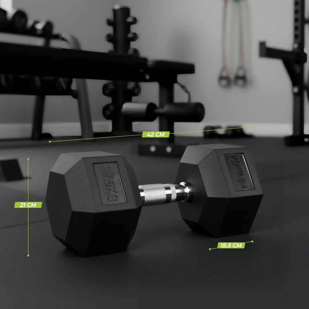 Virtufit Hexa Dumbbell Pro Set 2x37,5kg - Zwart/Zilver