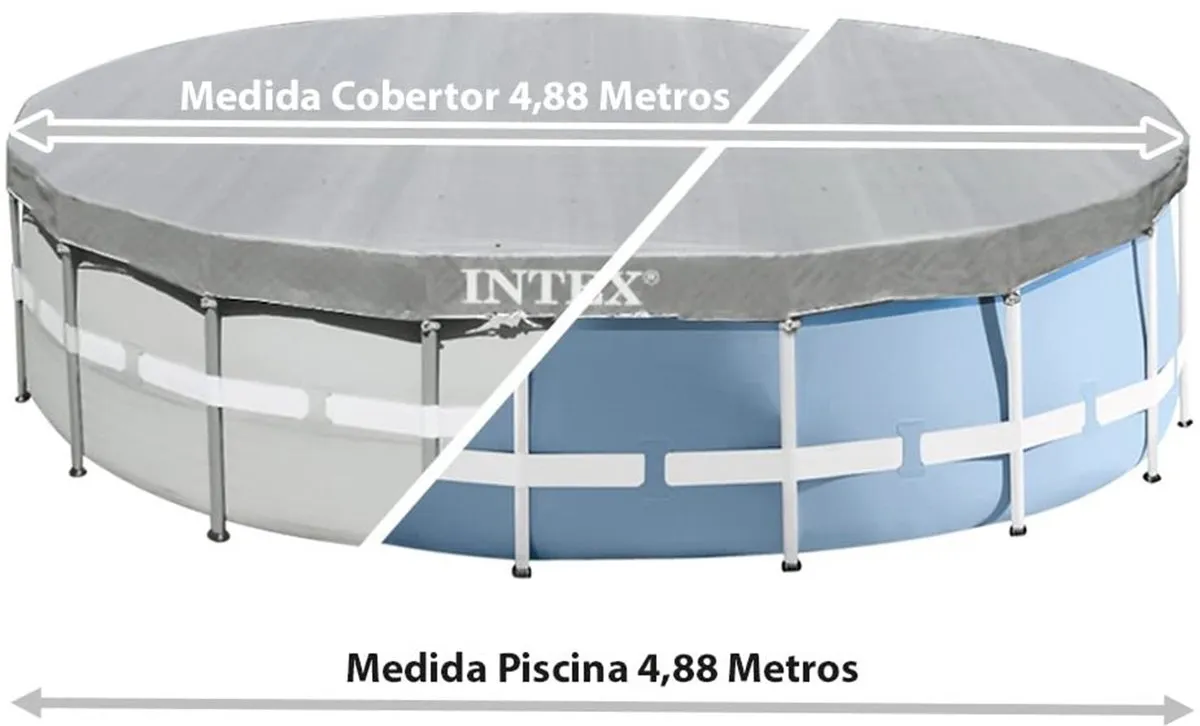 Intex Deluxe Zwembad Afdekzeil 488cm - Grijs
