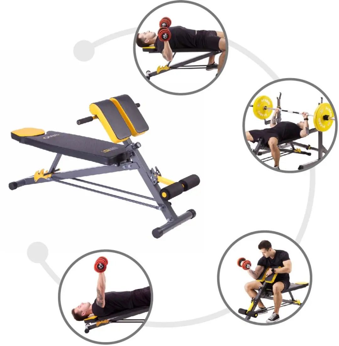 HMS Premium LSR8311 Hyperextension - Zwart/Geel