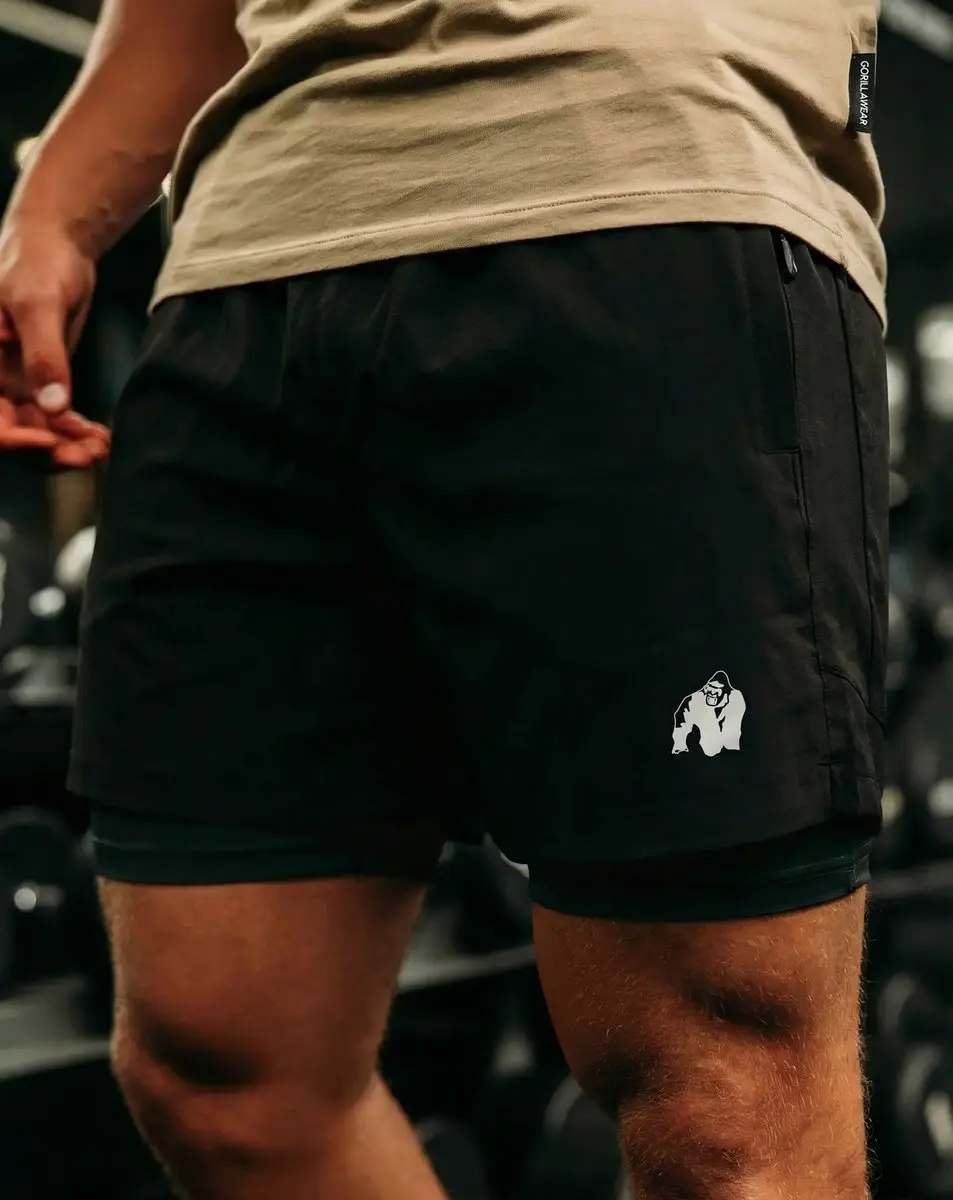 Gorilla Wear Lowell 2-in-1 Shorts XXL - Zwart