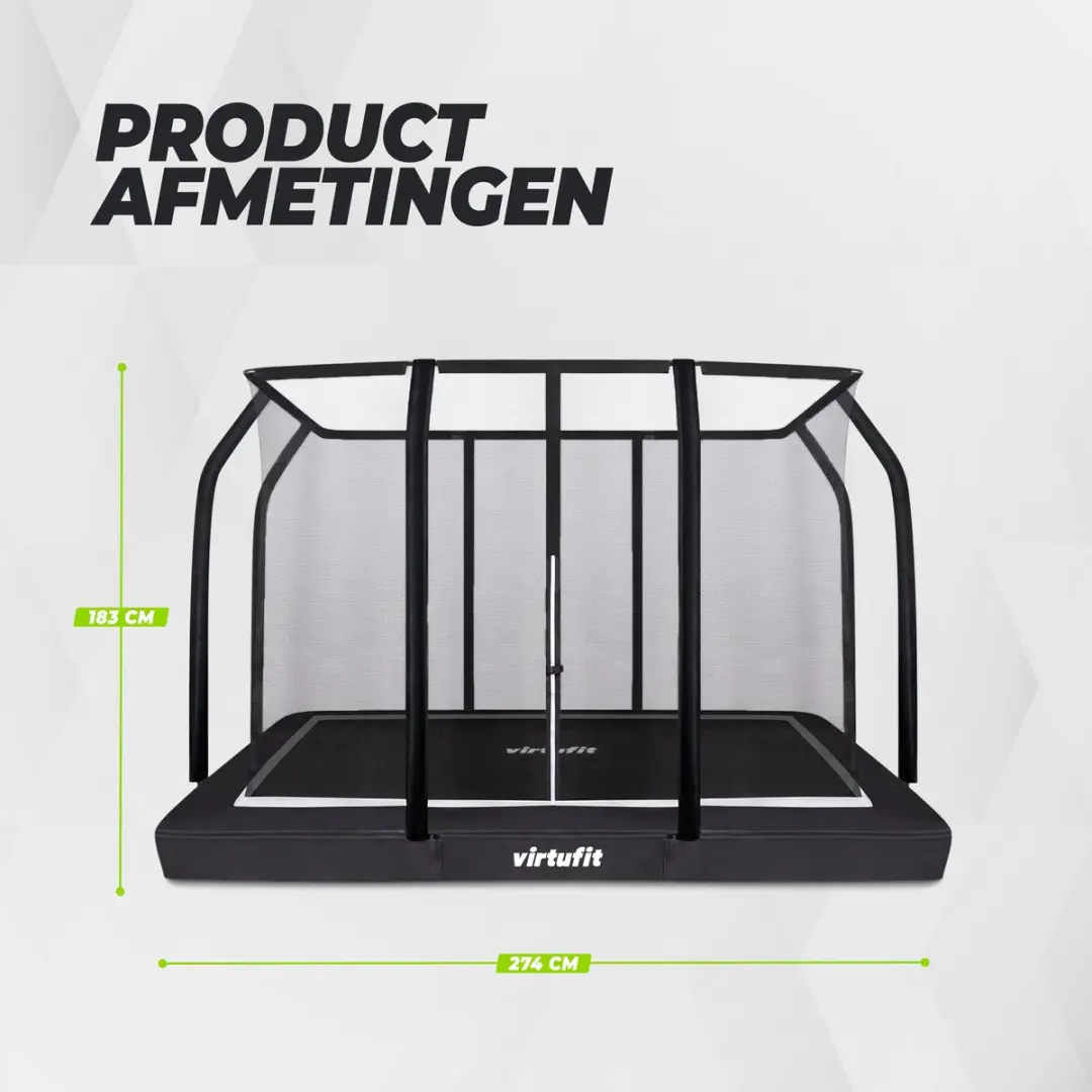 Virtufit Inbouw Trampoline 274cm - 150kg - Zwart
