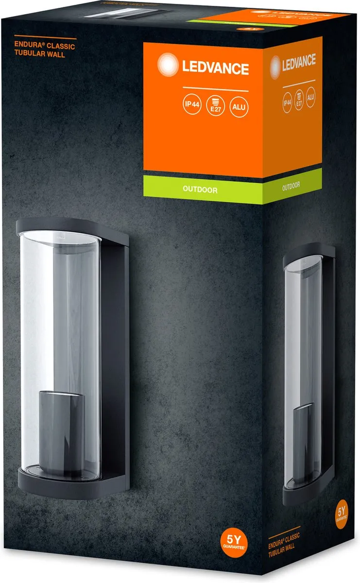 LEDVANCE Endura Tubular Wall E27 Wandlamp - Donkergrijs