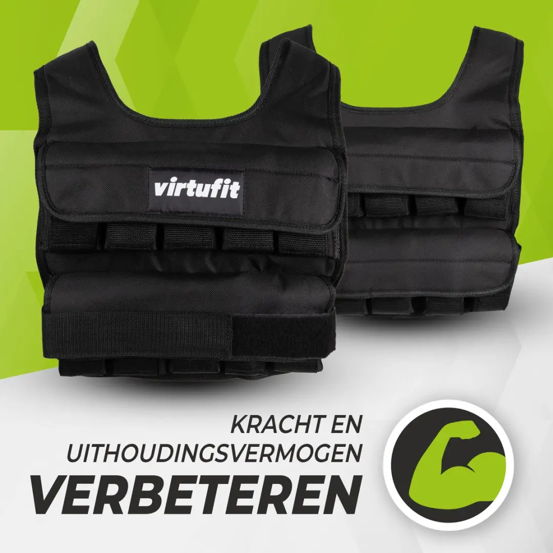 Virtufit Gewichtsvest Pro 30kg - Verstelbaar - Zwart