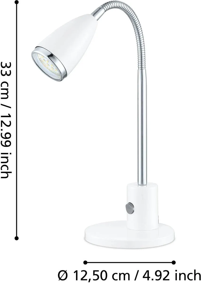 Eglo Fox Tafellamp - 1 Lichtpunt - Wit/Chroom
