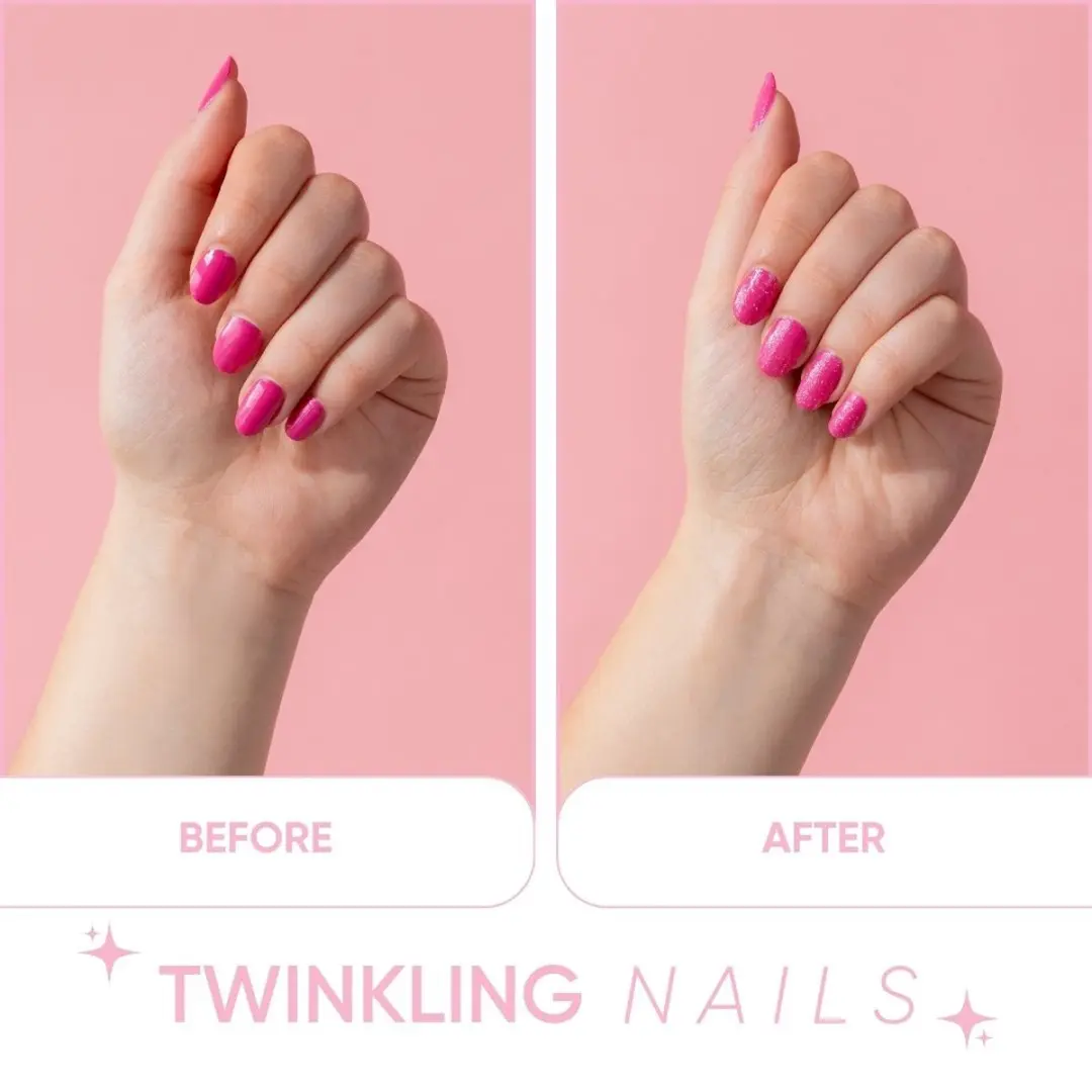 Herome Twinkling Nails Set Nagellak & Stickers - 2x4ml - Glitter/Parelmoer/Transparant