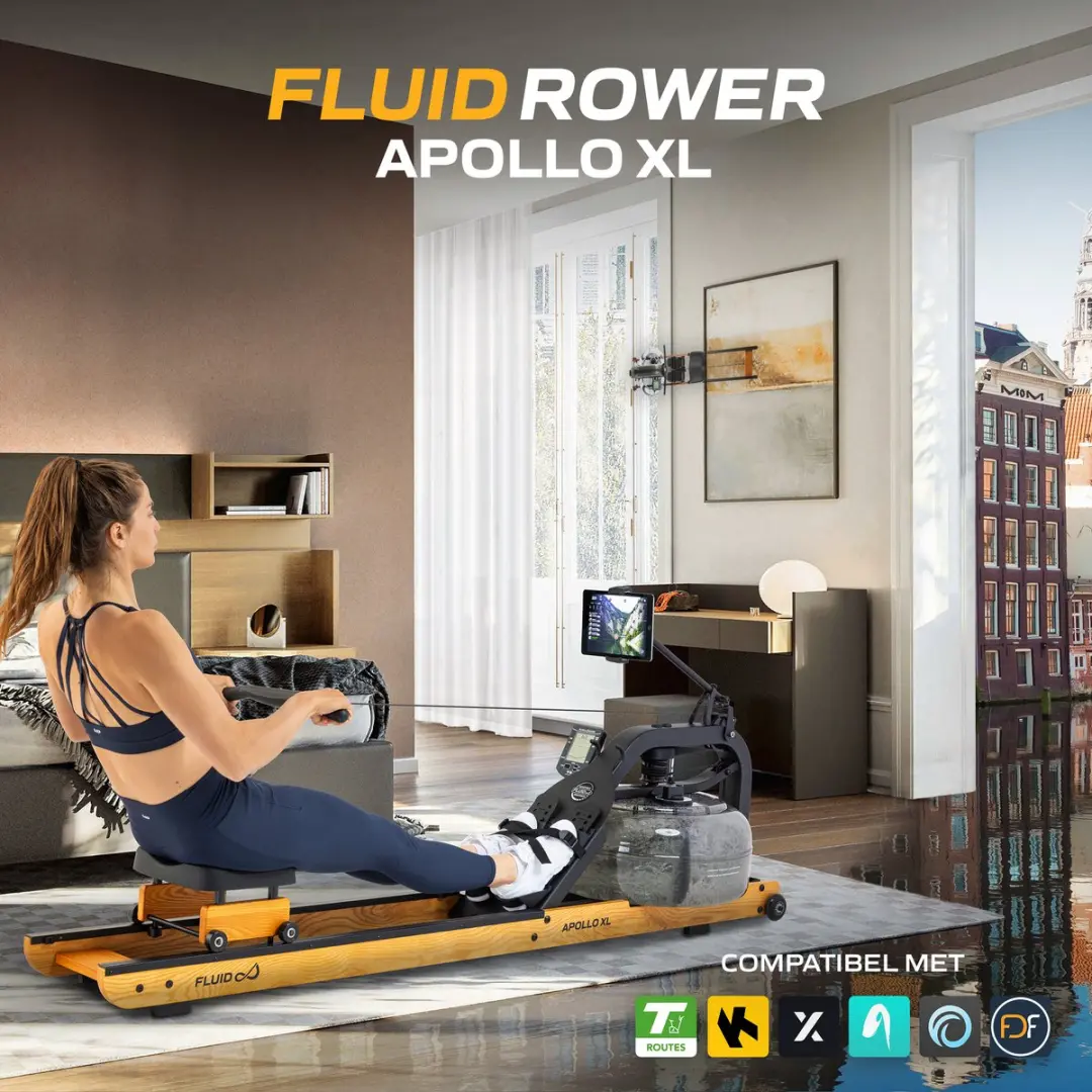 Fluid Rower Apollo XL Roeimachine - 10 Weerstanden - Waterweerstand - Hout