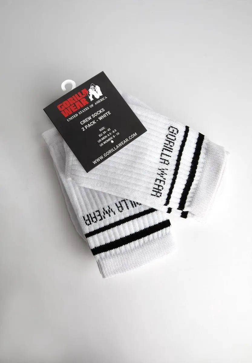 Gorilla Wear Crew Sokken 2-Pack Wit - EU 43-46