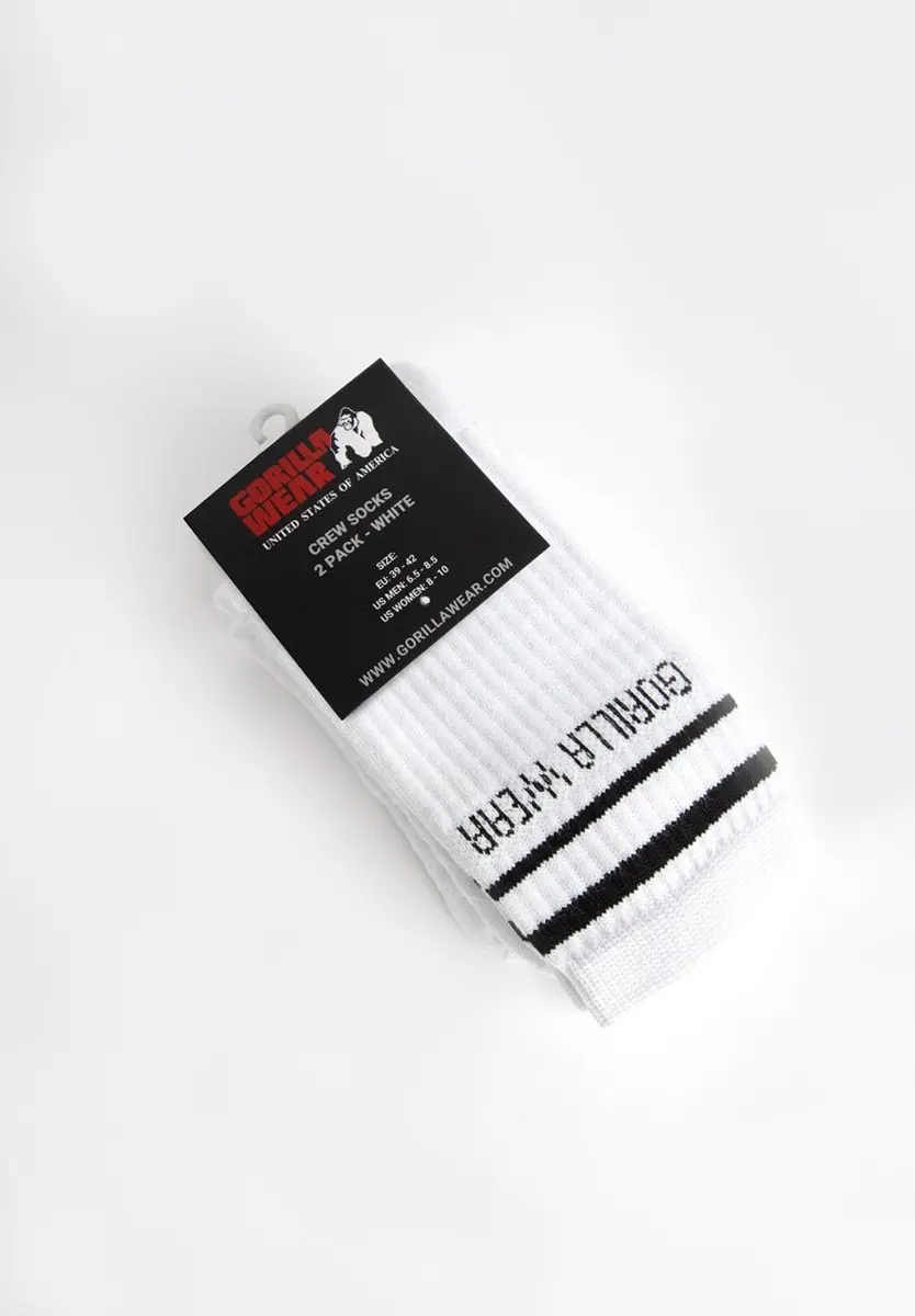 Gorilla Wear Crew Sokken 2-Pack Wit - EU 43-46