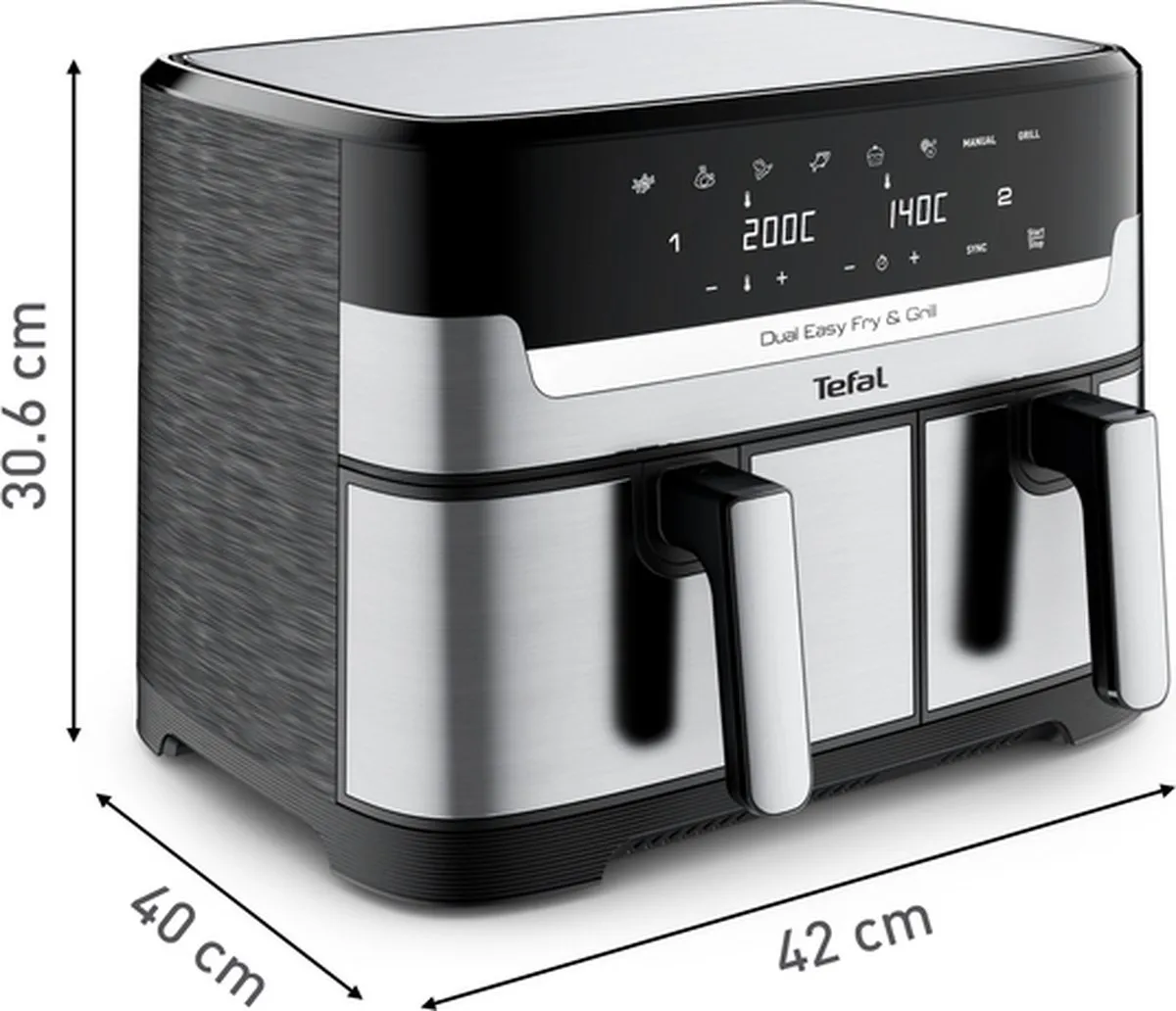Tefal Dual Easy Fry & Grill EY905D Heteluchtfriteuse - 2700W 8,3L - afbeelding 6 van 6