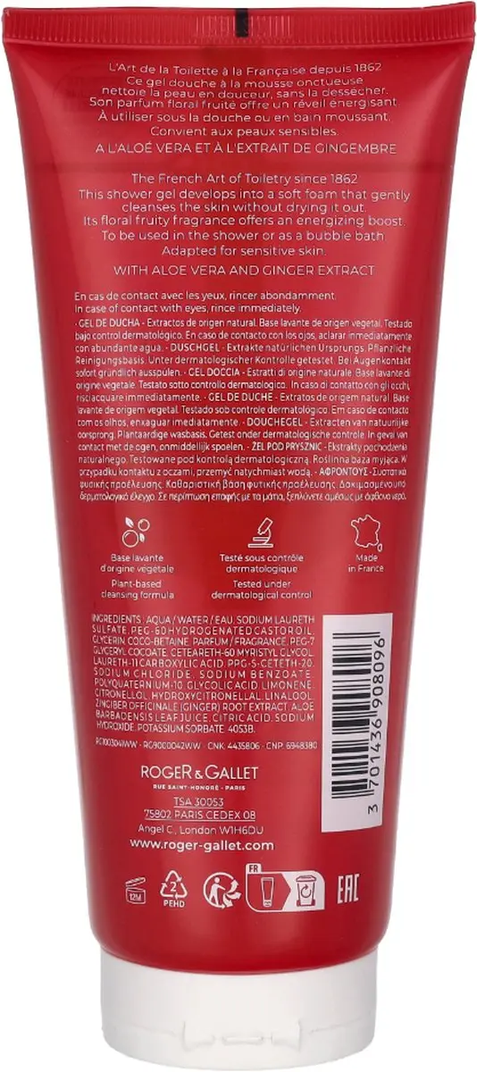 Roger & Gallet Gember Douchegel 200ml