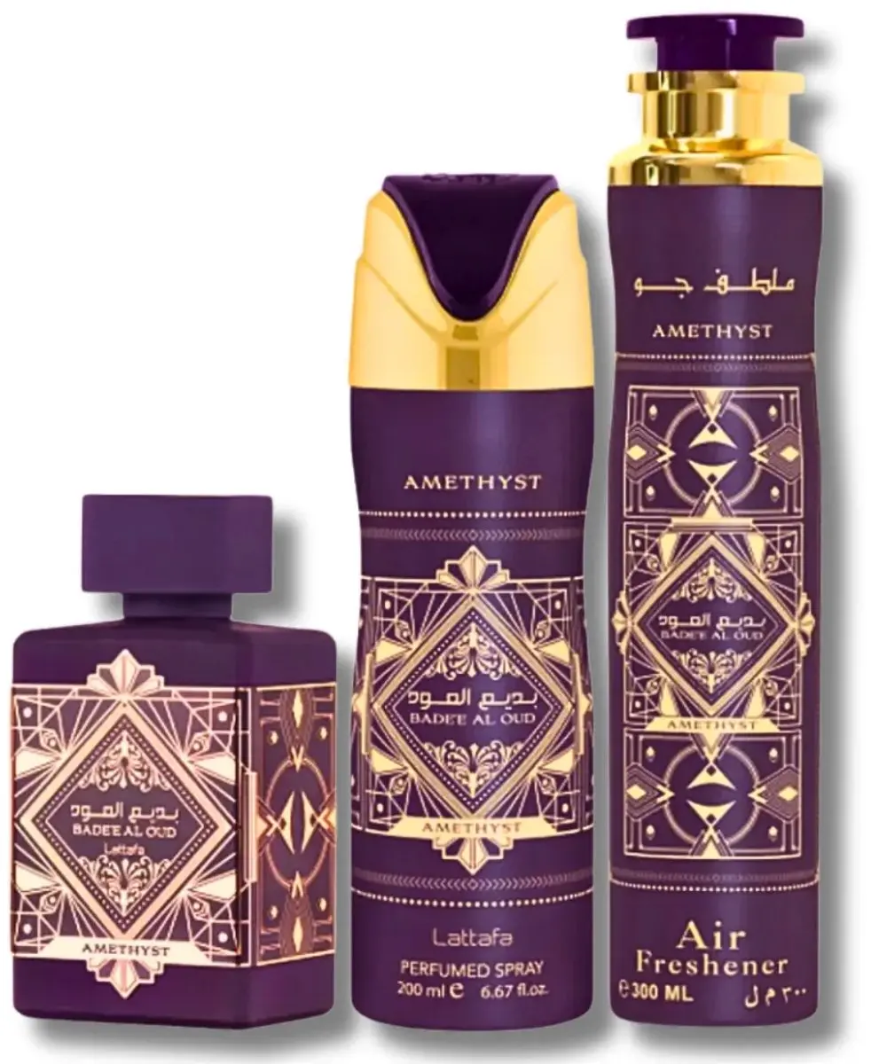 Lattafa Badee Al Oud Amethyst Geurset - 3 Stuks