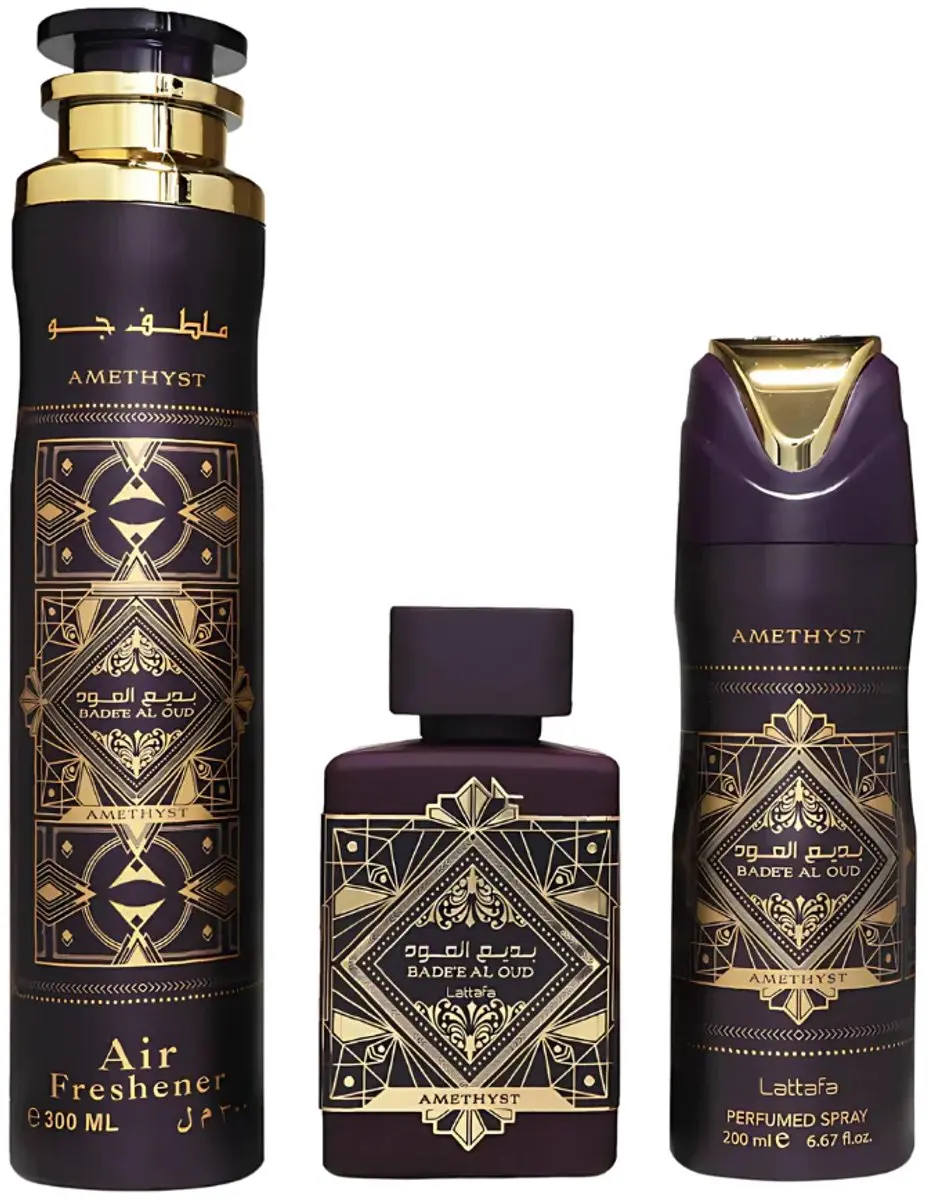 Lattafa Badee Al Oud Amethyst Geurset - 3 Stuks