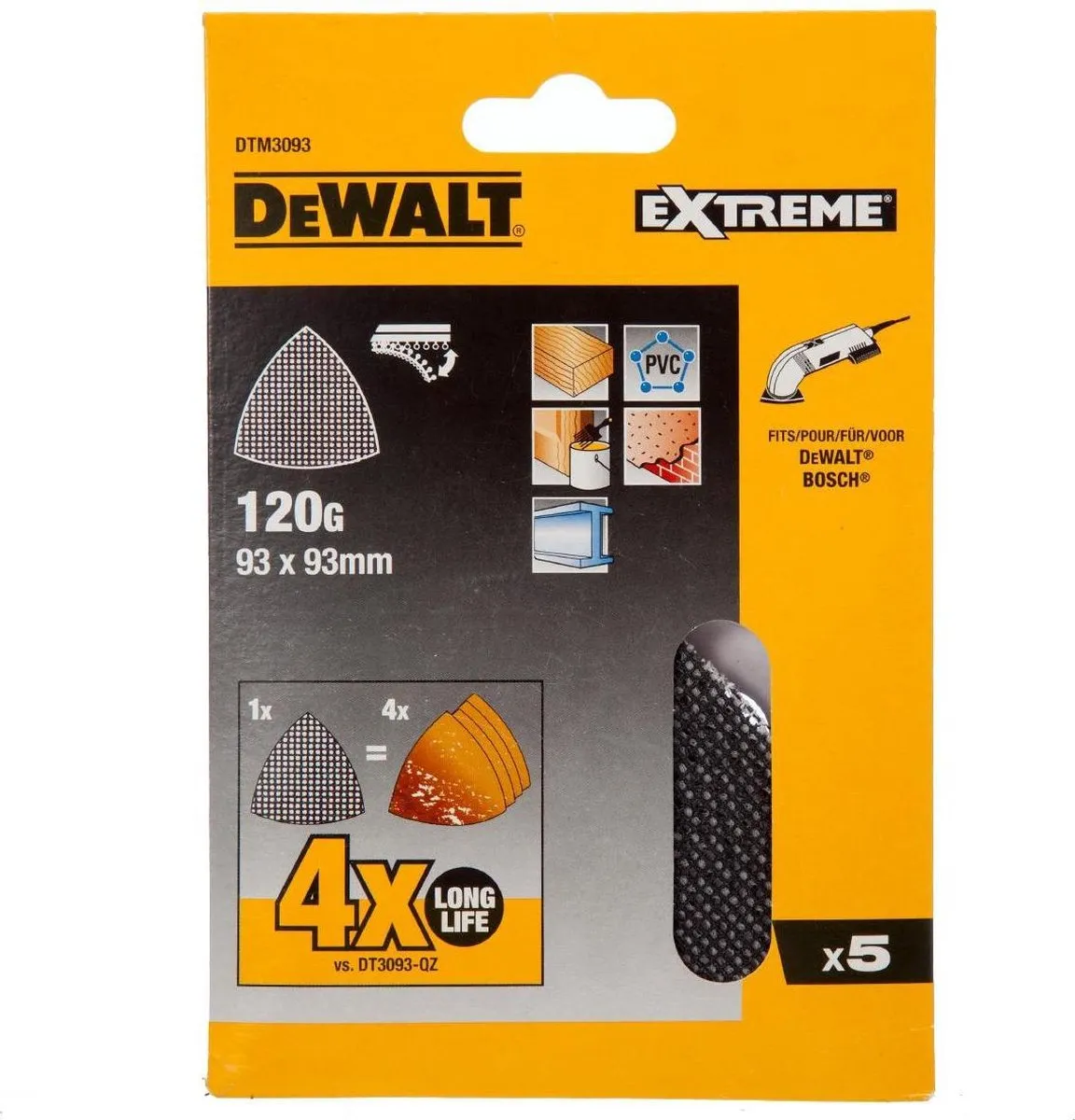 DeWalt DTM3093 Mesh Schuurgaas Driehoek 93x93mm K120