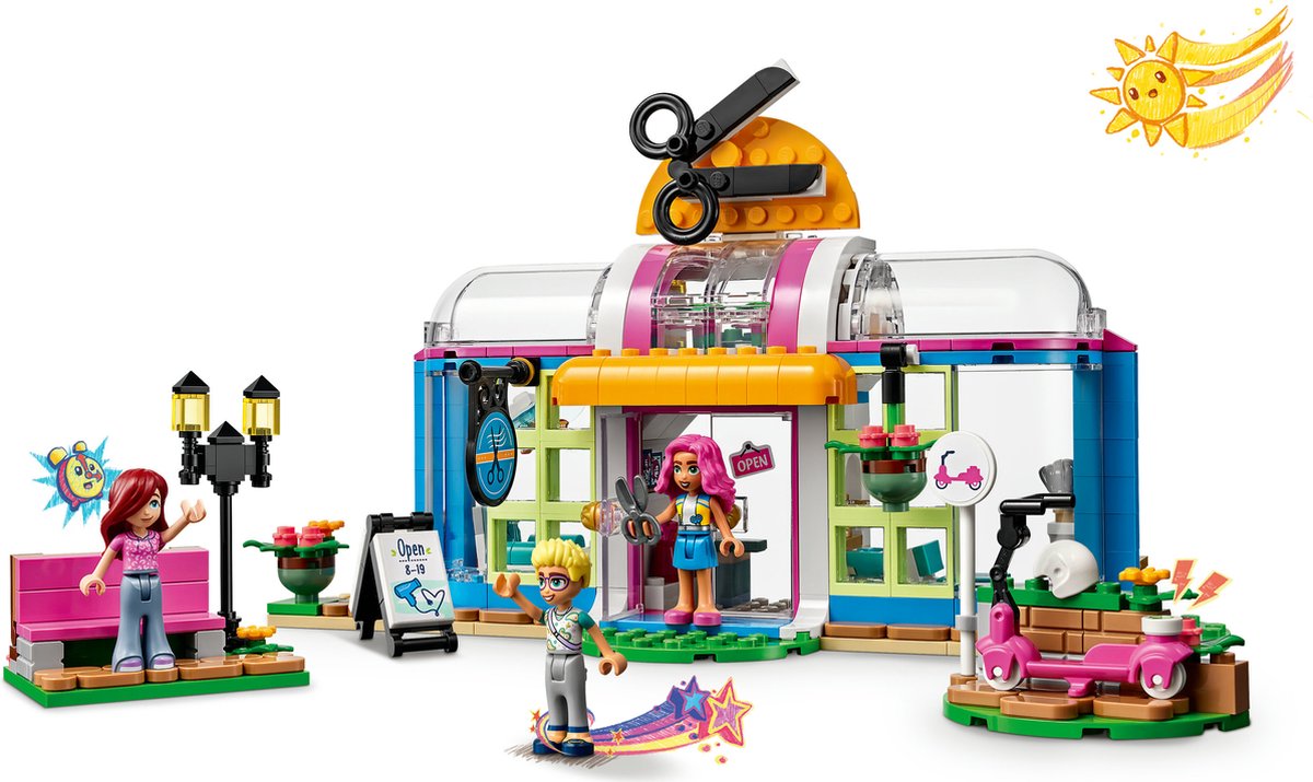 LEGO Friends Kapper, Creatief Kapsalon Speelgoed met Paisley en Olly Minipoppetjes - 41743