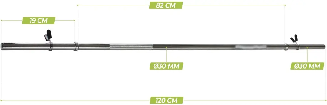 Virtufit Halterstang 120cm 30mm - Zilver