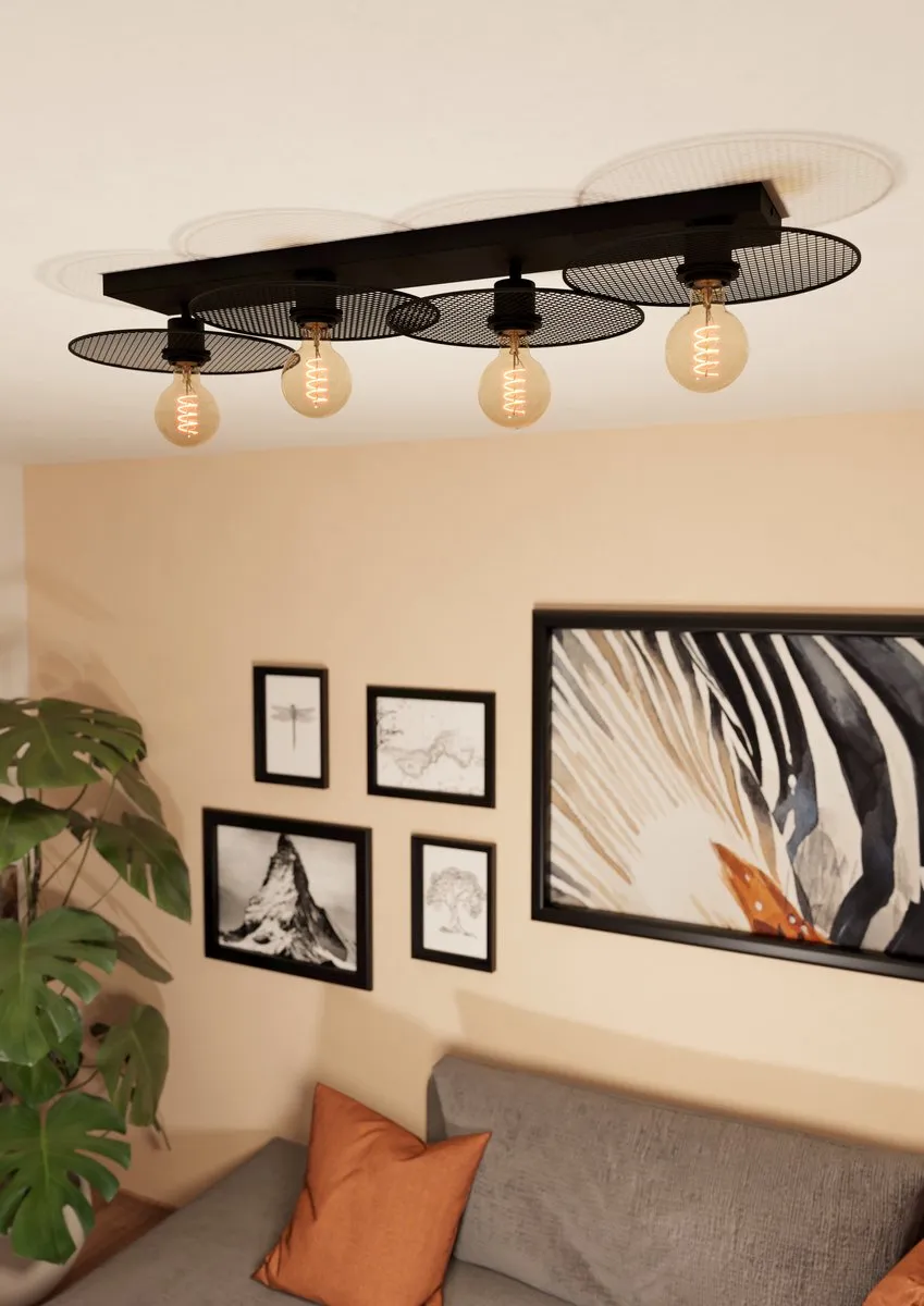 Eglo Ikeston Plafondlamp E27 - 95cm - 3 Lichtpunten - Zwart