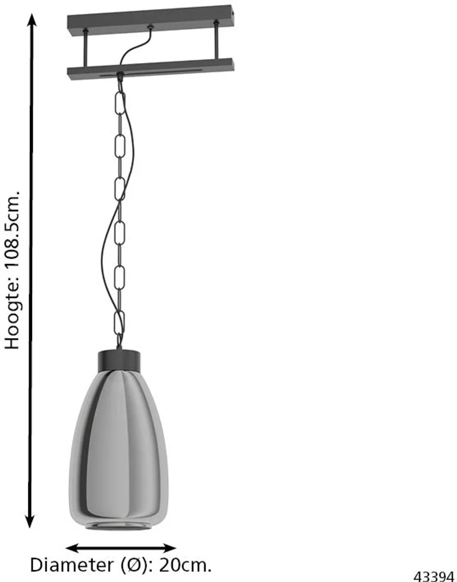 Eglo Brickfield Hanglamp E27 - 2 Lichtpunten - Zwart