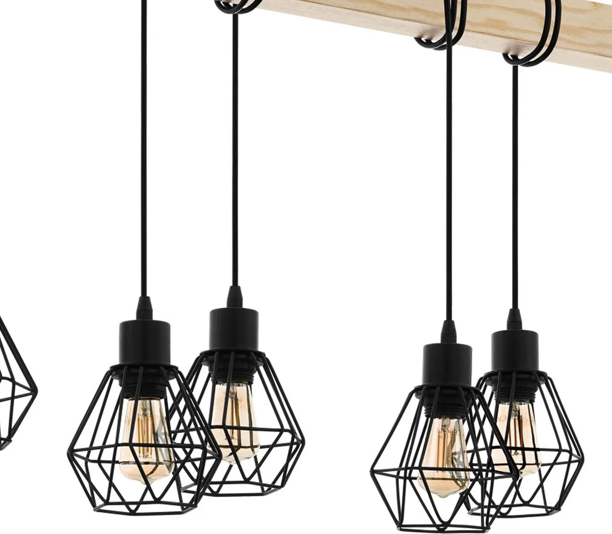 Eglo Townshend 5 Hanglamp - 6 Lichtpunten - Zwart/Bruin