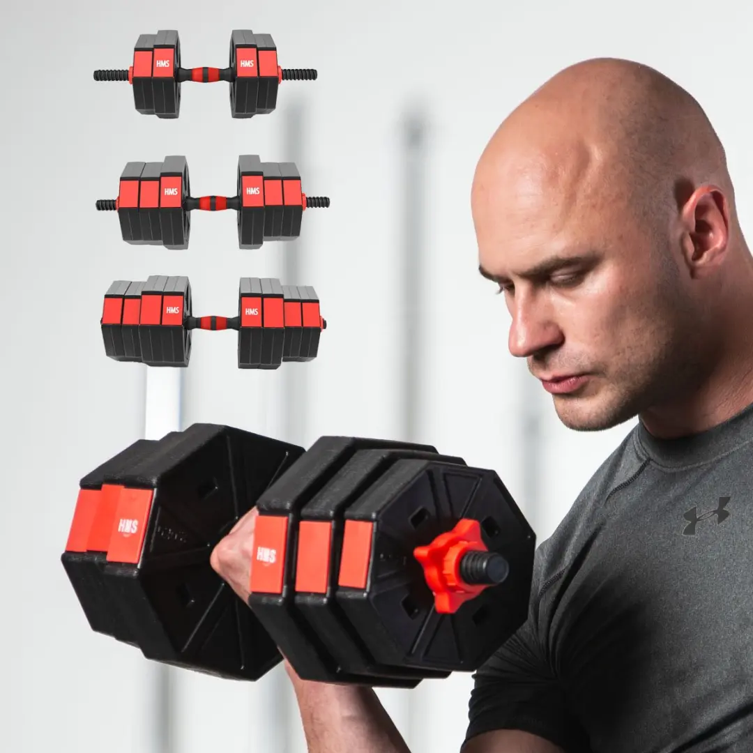 HMS Verstelbare Halter & Dumbbell Set 40kg - Zwart/Rood
