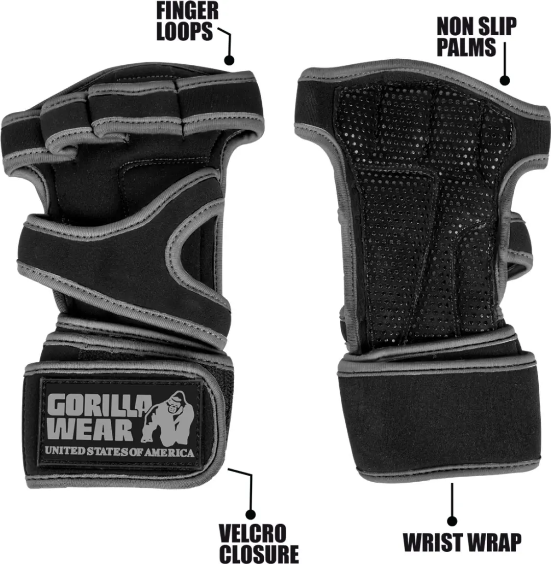 Gorilla Wear Yuma Krachtsport Handschoenen M - Zwart/Grijs
