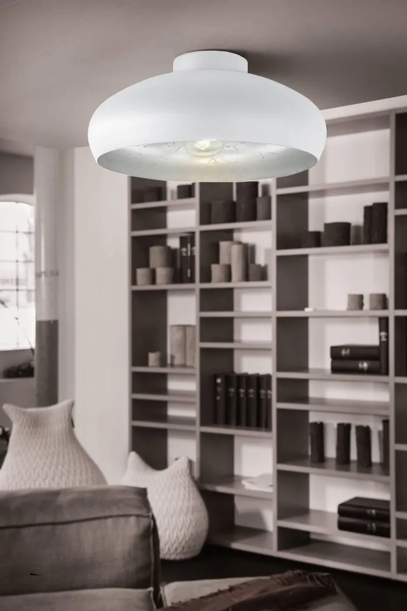 Eglo Mogano Plafondlamp E27 - Ø40cm - Wit/Zilver