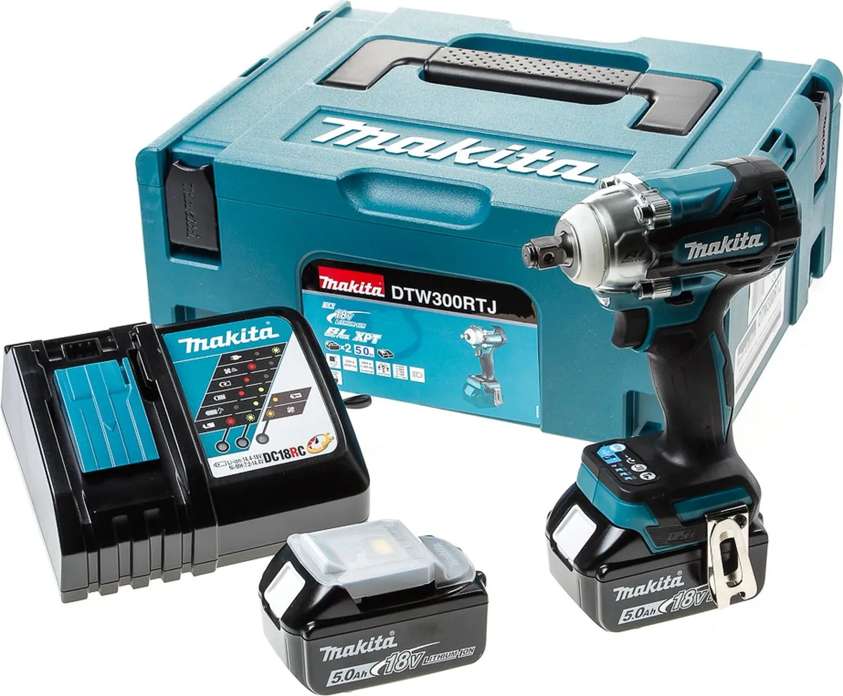 Makita DTW300RTJ Slagmoersleutel 18V - 330Nm - 2x 5.0Ah