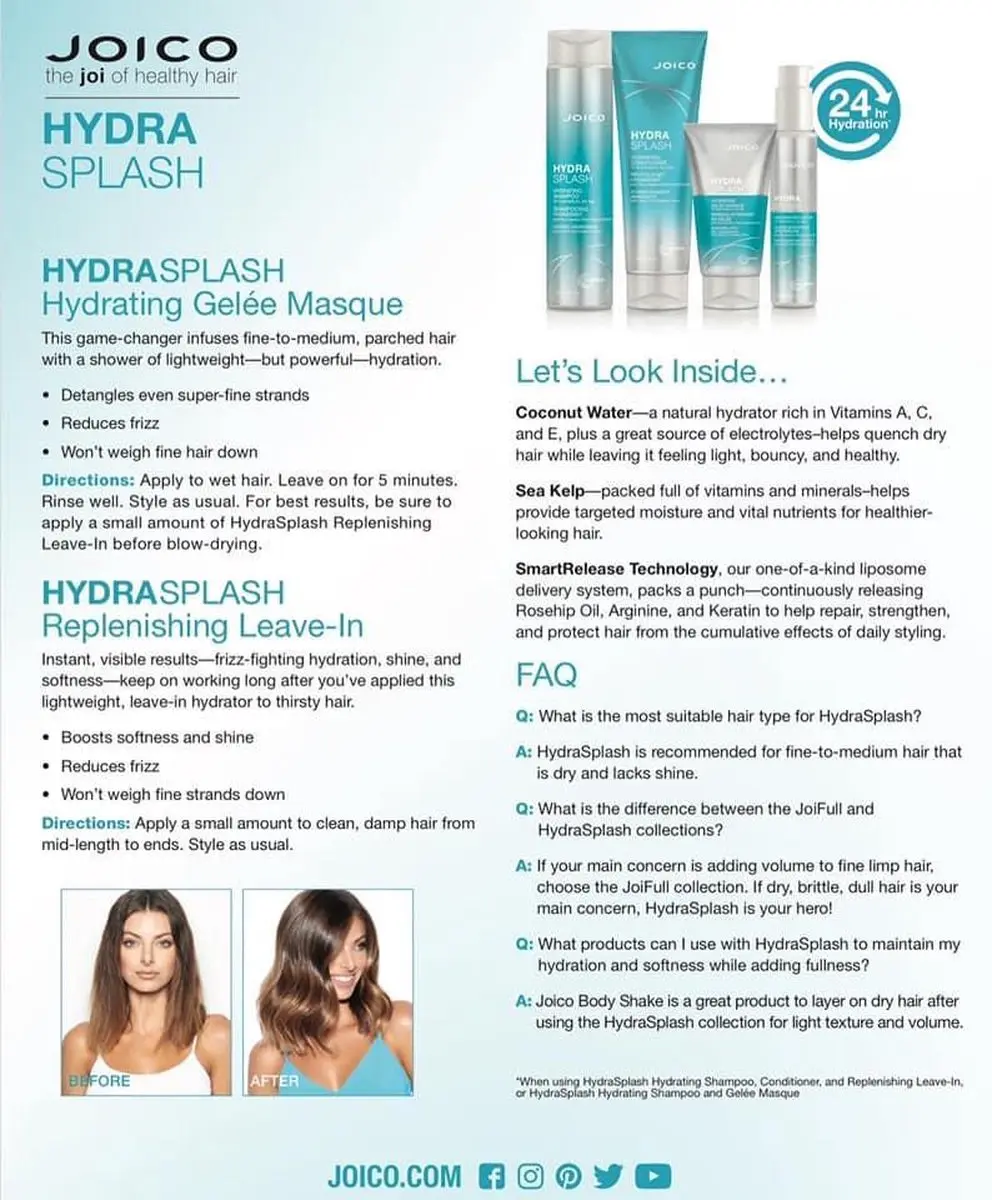 Joico Hydra Splash 4 Stuks - Shampoo Conditioner Masque Leave-in 800ml