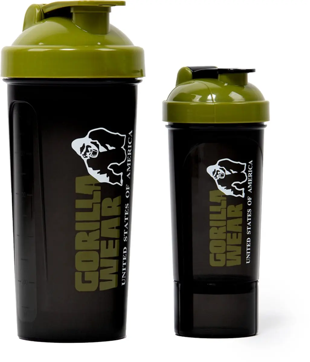 Gorilla Wear Shaker XXL 1000ml - Zwart/Legergroen