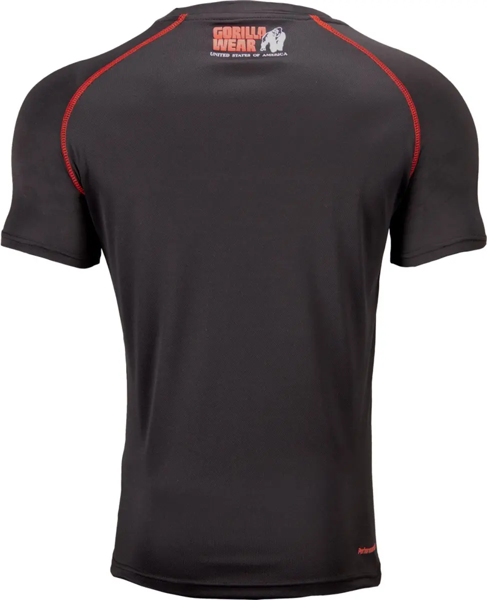 Gorilla Wear Performance T-shirt L - Zwart/Rood - afbeelding 6 van 6
