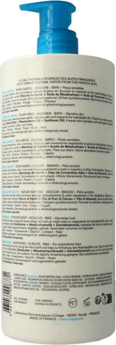 Uriage Gel Eau Thermale Crème Lavante 1000ml