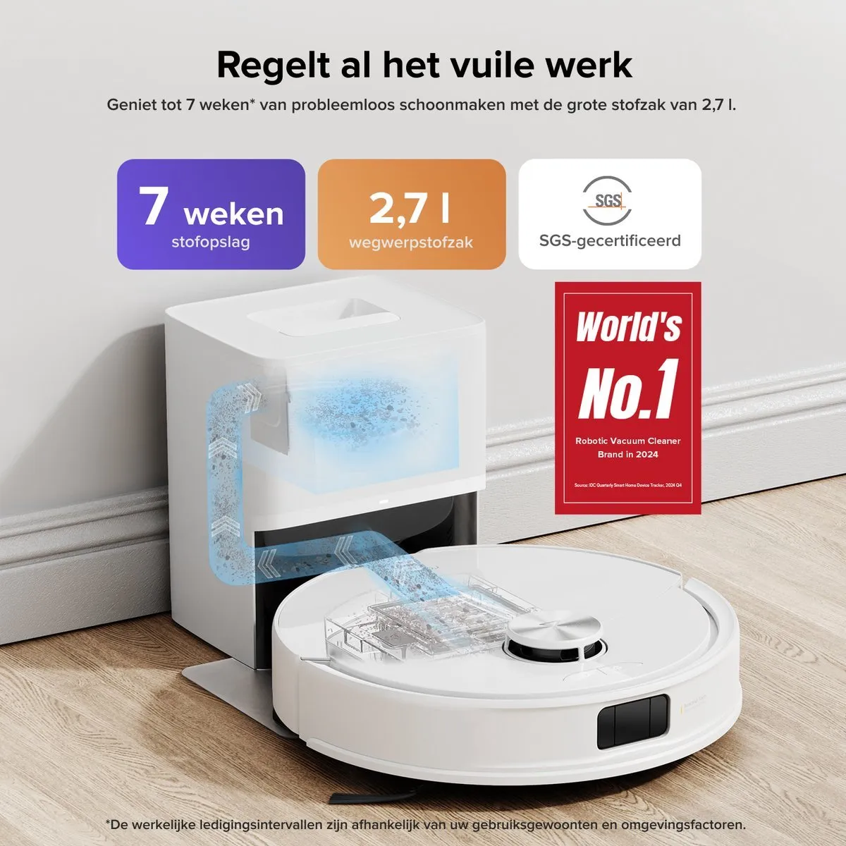 Roborock Q10 S5+ Robotstofzuiger & Dweil - 10.000 Pa - Wit
