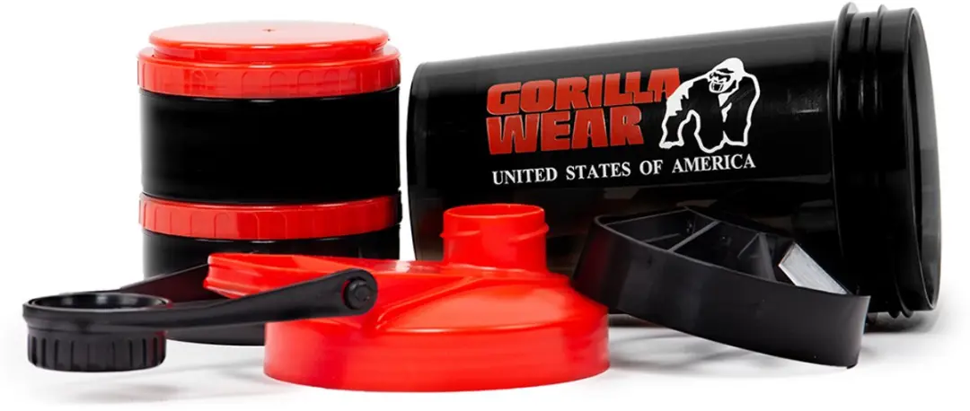 Gorilla Wear Shaker 2 GO 760ml - Zwart/Rood