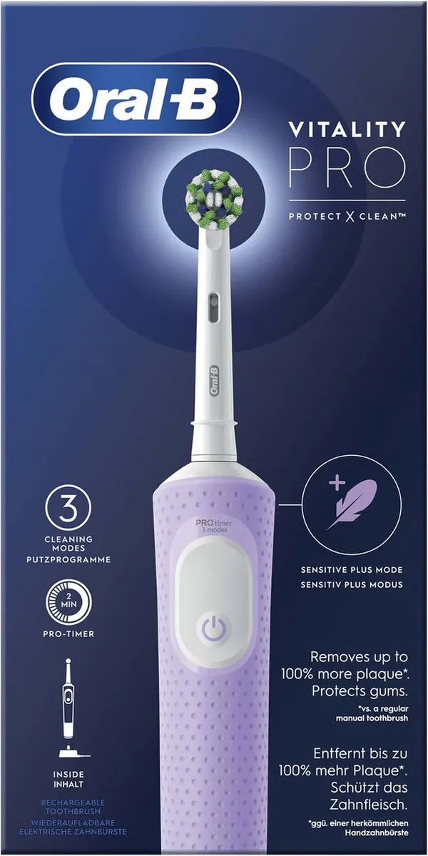 Oral-B Vitality Pro Protect X Clean Elektrische Tandenborstel - Lilac Mist - afbeelding 6 van 6
