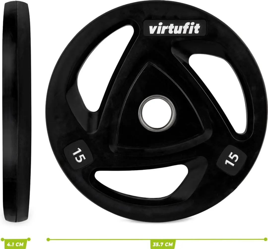 Virtufit Olympische Rubberen Halterschijf 15kg - Ø50mm - Zwart