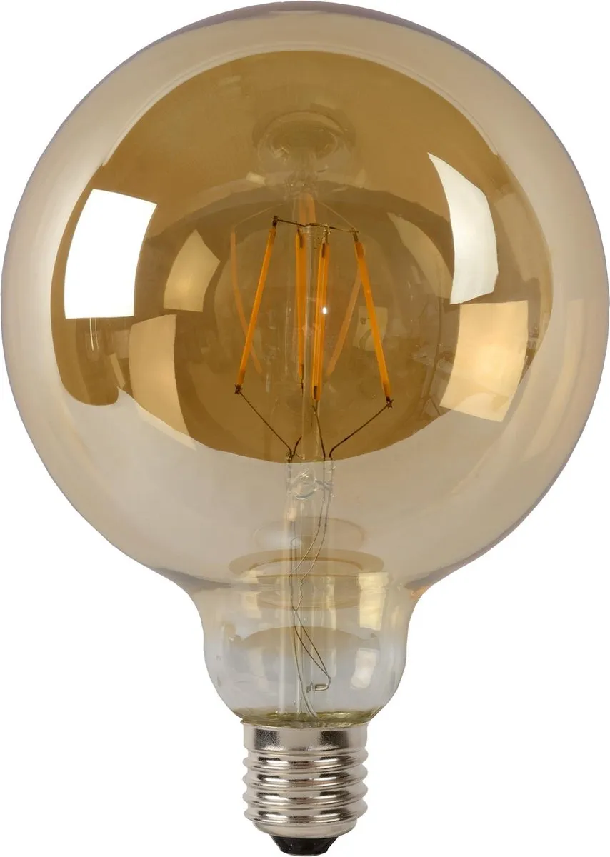 Lucide G125 LED Filamentlamp 8W E27 - Ø12,5cm - Amber - afbeelding 6 van 6