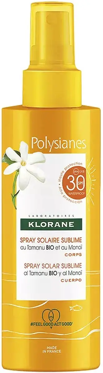 Klorane Polysianes Monoï Y Tamanu Body Sun Spray SPF30 200ml - afbeelding 6 van 6