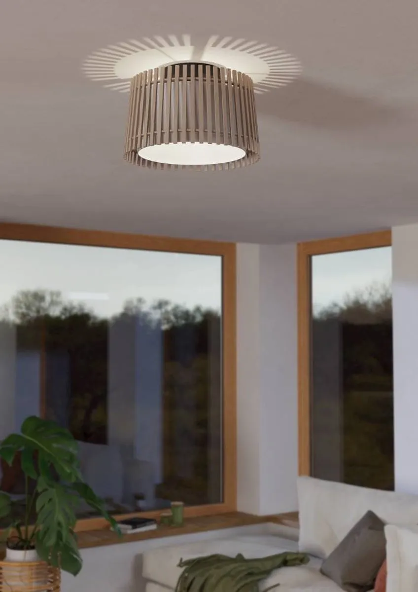 Eglo Fattoria Plafondlamp Ø38cm - Zwart/Bruin/Wit