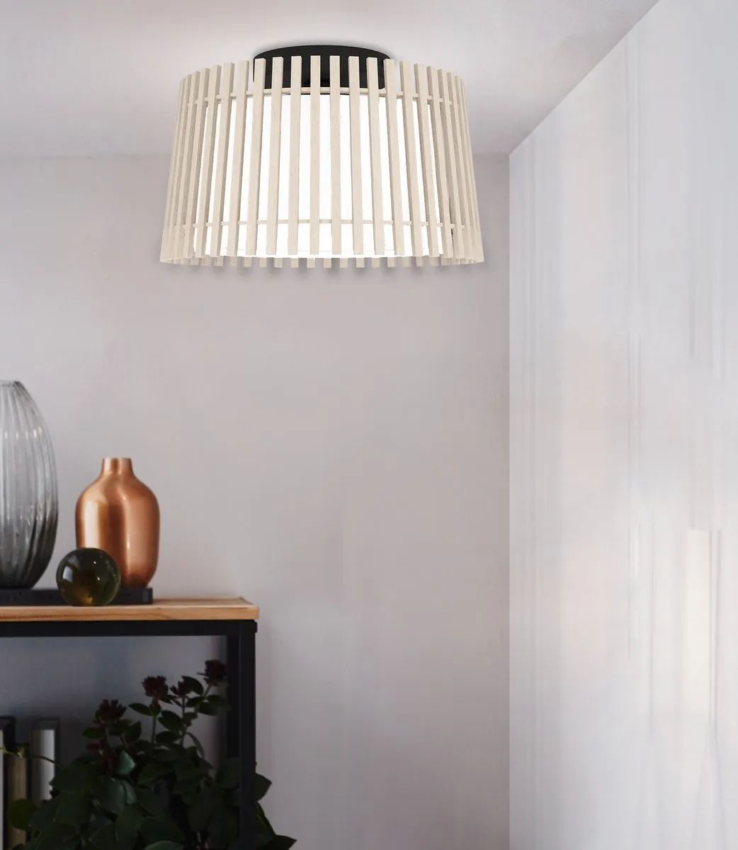 Eglo Fattoria Plafondlamp Ø38cm - Zwart/Bruin/Wit