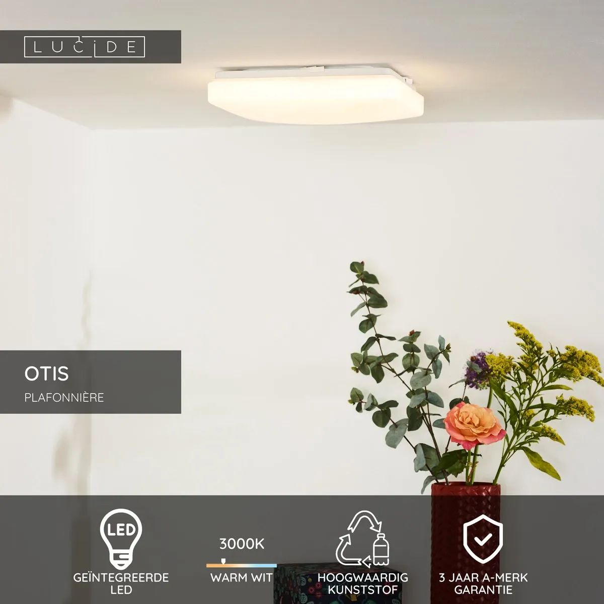 Lucide OTIS Plafondlamp LED 20W 3000K - Opaal