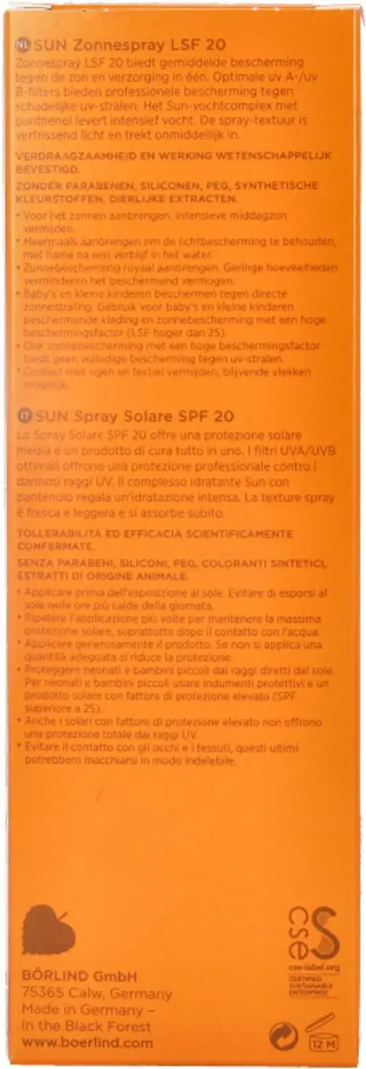 Annemarie Börlind Zonnebrand Spray SPF 20 100ml